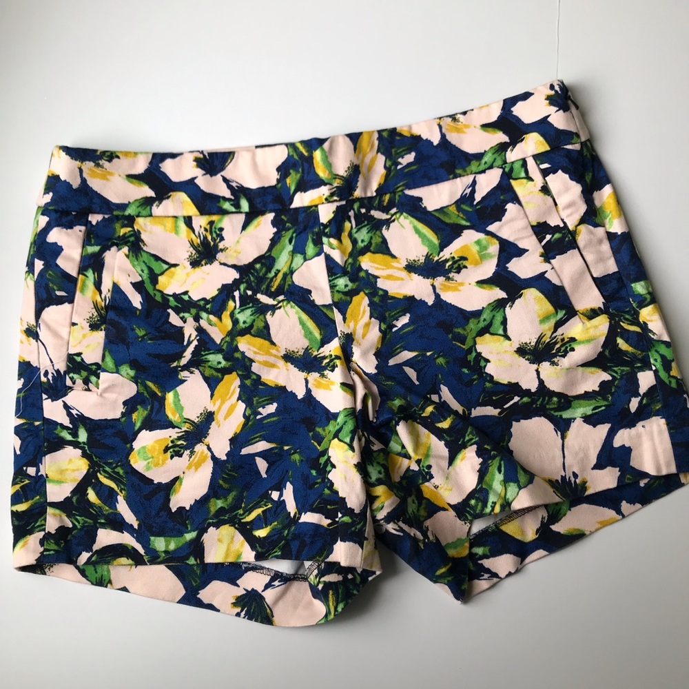 J. Crew Blue and Pink Floral Structured Short Sz 8